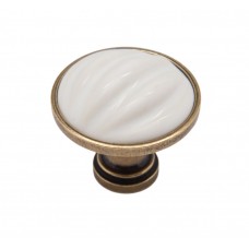 Ручка кнопка BOYARD TIFFANY RC121AB.4/W Белый, Старинная латунь Ручка кнопка BOYARD TIFFANY RC121AB.4/W Белый, Старинная латунь